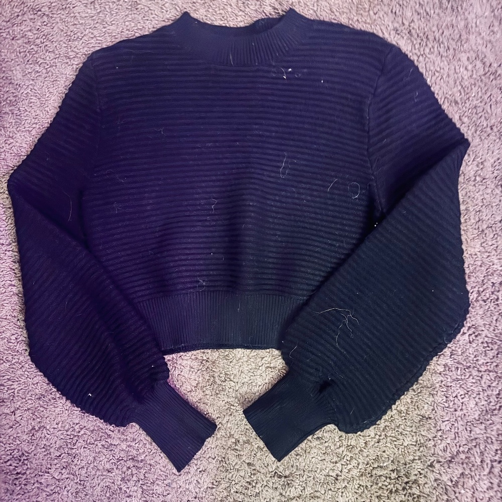 Black Ribbed Women's Sweater